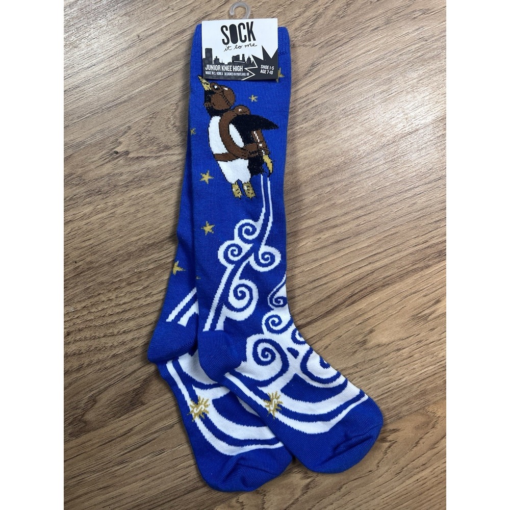 Sock It To Me Me Junior Knee High Blue Penguin Flying Show 1-5‎